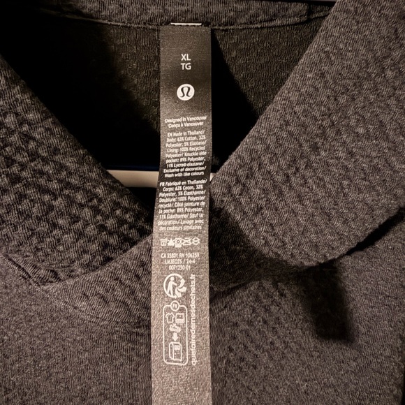 Lululemon Men's At Ease Textured Double Knit Cotton Hoodie in a gray color - Picture 4 of 6